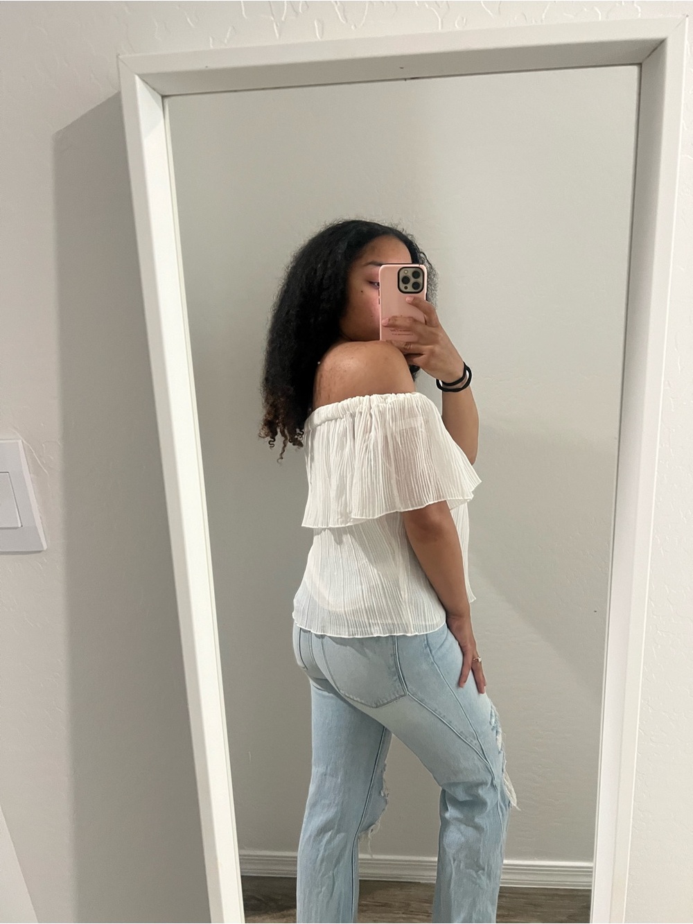 Express White Off-Shoulder Ruffle Blouse - Picture 3 of 3